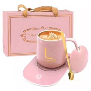 TAZA CALENTADORA DE TE ROSADA