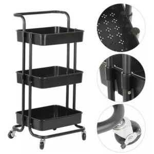 CARRITO ORGANIZADOR METAL 3 NIVELES NEGRO