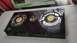 COCINA ENCIMERA VIDRIO 3 HORNILLAS A GAS