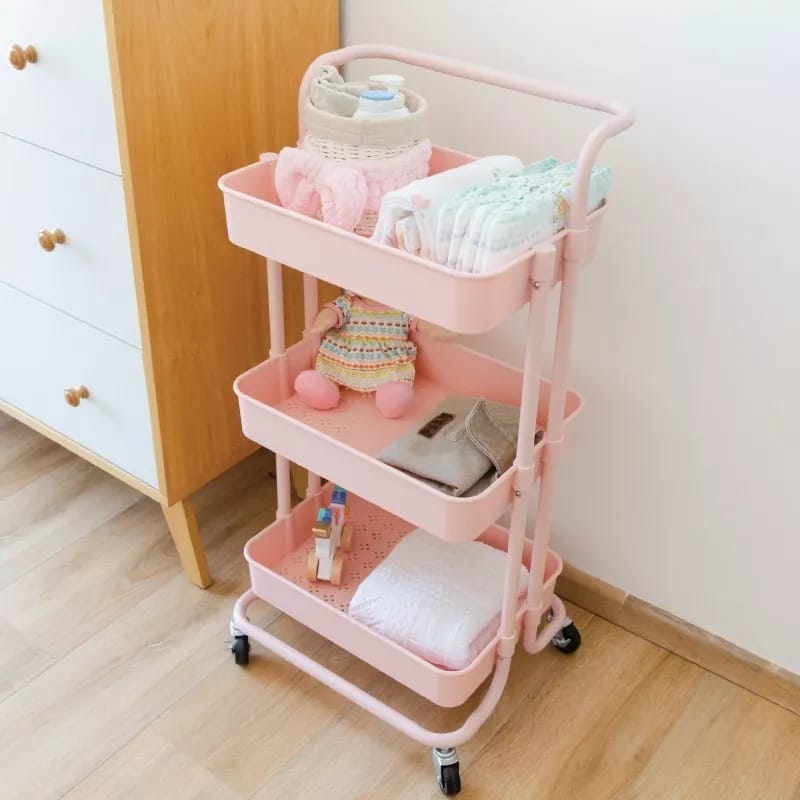 CARRITO 3 NIVELES PLASTICO ROSA - Image 3